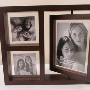 SIXTREES spinning collage picture frame natural wood contemporary desi 6x4, 3x3